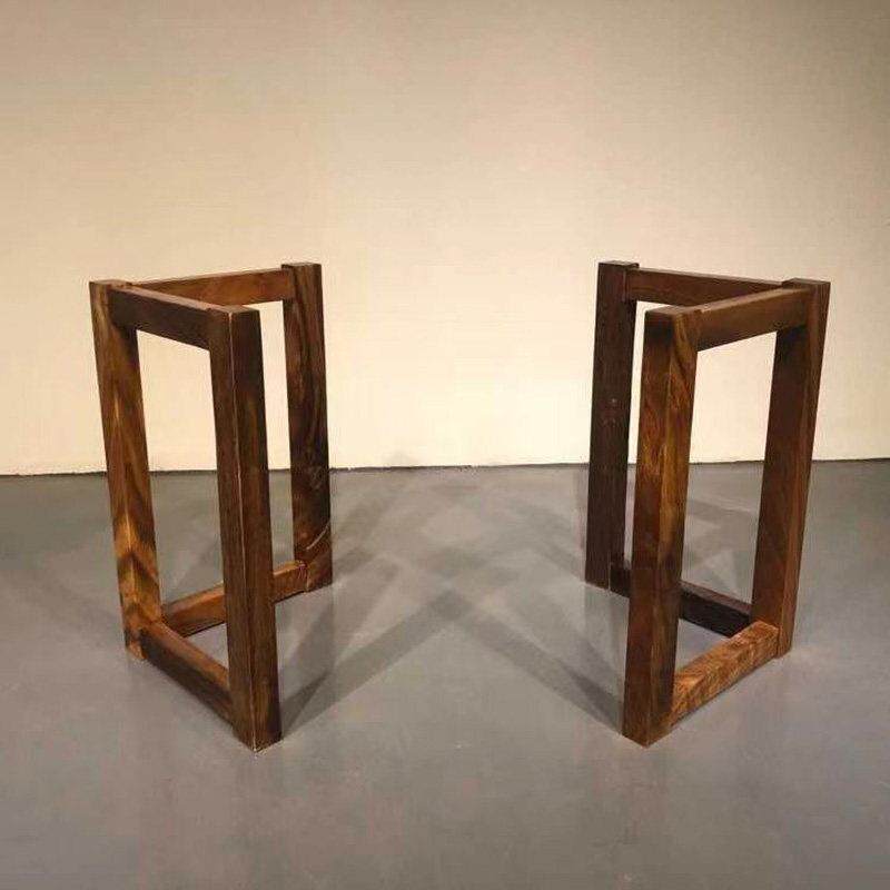 实木支架大板桌脚奥坎原木桌腿吧台餐桌脚胡桃木茶桌茶台桌子脚架