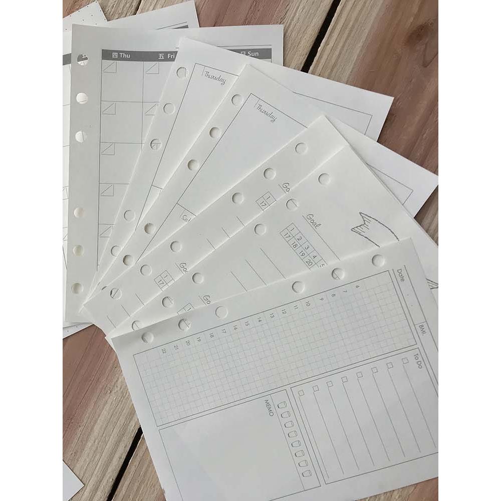 奇葩a6手帐活页纸内芯6孔方格空白横线list月计画手账本活页替芯