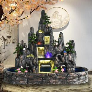 大型假山流水喷泉瀑布造景户外别墅庭院花园室内会所落地摆件景观