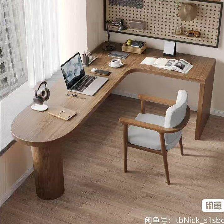 实木转角书桌型电脑桌拐角学习桌卧室家用双人靠窗阅读桌工作台