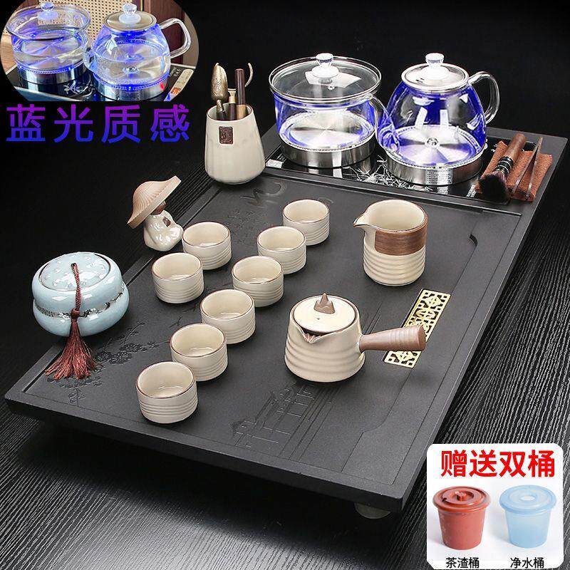 整块泡茶盘套装全自动底部上水四合一功夫茶具家用乌金石英石茶台