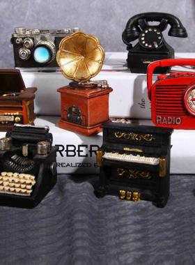 覆古怀旧树脂工艺品家居装饰小饰品道具相机钢琴留声机