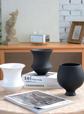 陶曦新中国风简约小生境陶瓷花盆京姬式民宿室内桌面蝴蝶兰花绿色