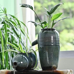 窑变陶罐流水罐循环水增氧过滤罐古法养鱼缸上出水口造景水流摆件