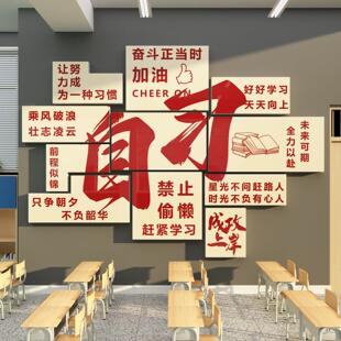 自习教室氛围布置装饰培训机构辅导中心班级文化墙贴初中高三励志
