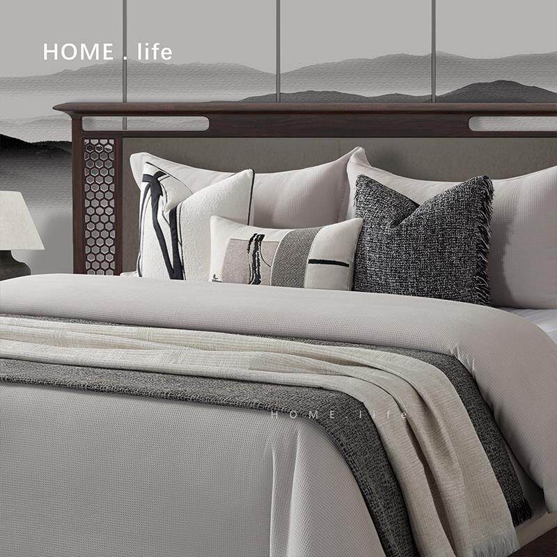 新中式样板间床品样板房多件套家俱展厅摆场宋式美学软装配搭设计