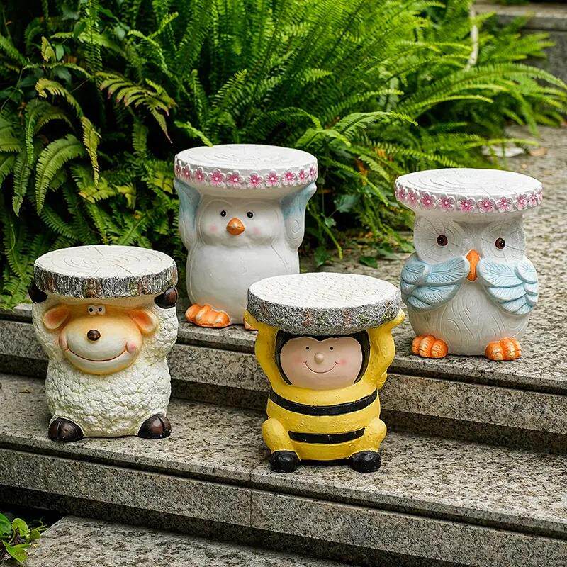 卡通动物造型创意摆件矮凳子花园阳台户外庭院装饰花盆花架底座
