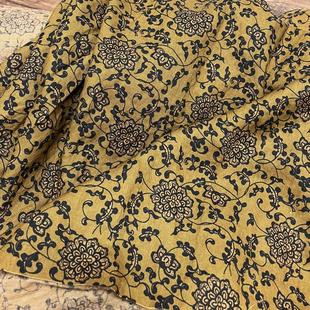 布久以逅水洗纯亚麻印花布料民族风连衣裙袍子衬衫服装面料 宁时