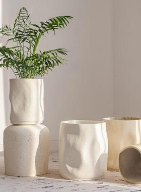 Monstera花盆大高大斯堪的纳维亚镁泥彷陶瓷花盆大直径竹专用户外