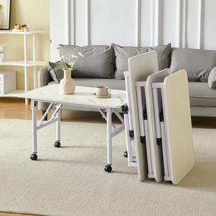 家用小户型折叠茶几可移动带轮沙发边几出租屋简易迷你小饭桌茶台