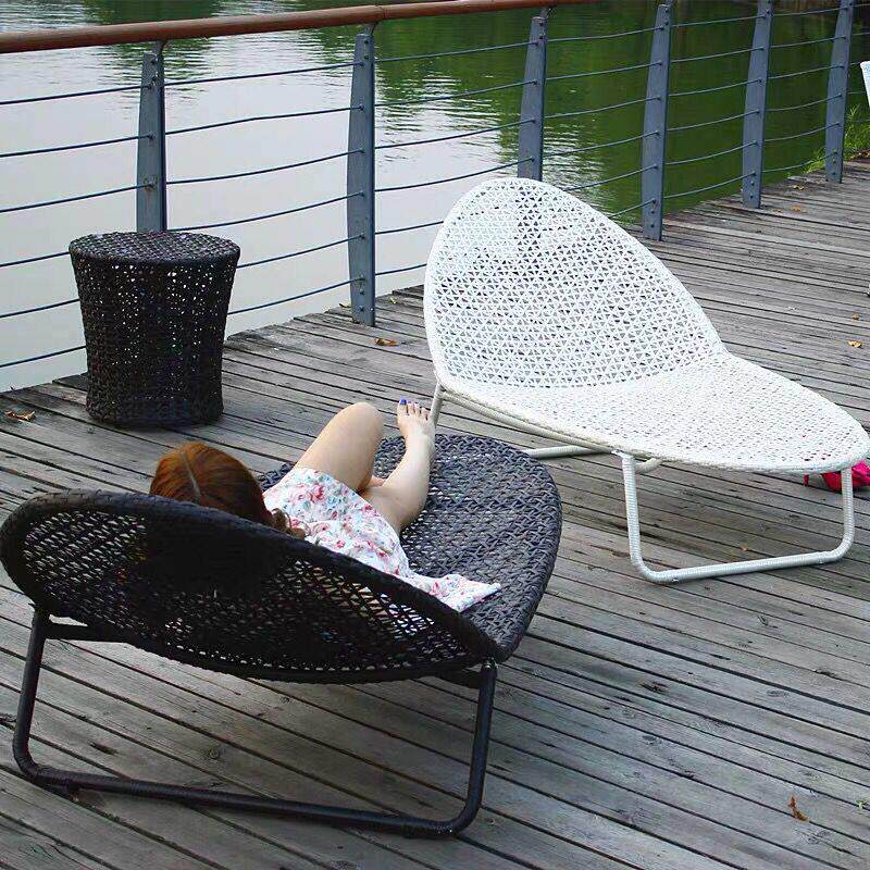 户外躺椅藤编躺床休闲 阳台泳池沙滩椅露台庭院室外防水午休懒人
