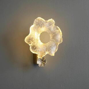 水晶璧灯自建房楼梯玻璃壁灯过道走廊网红爆款贴墙超亮花朵壁灯具