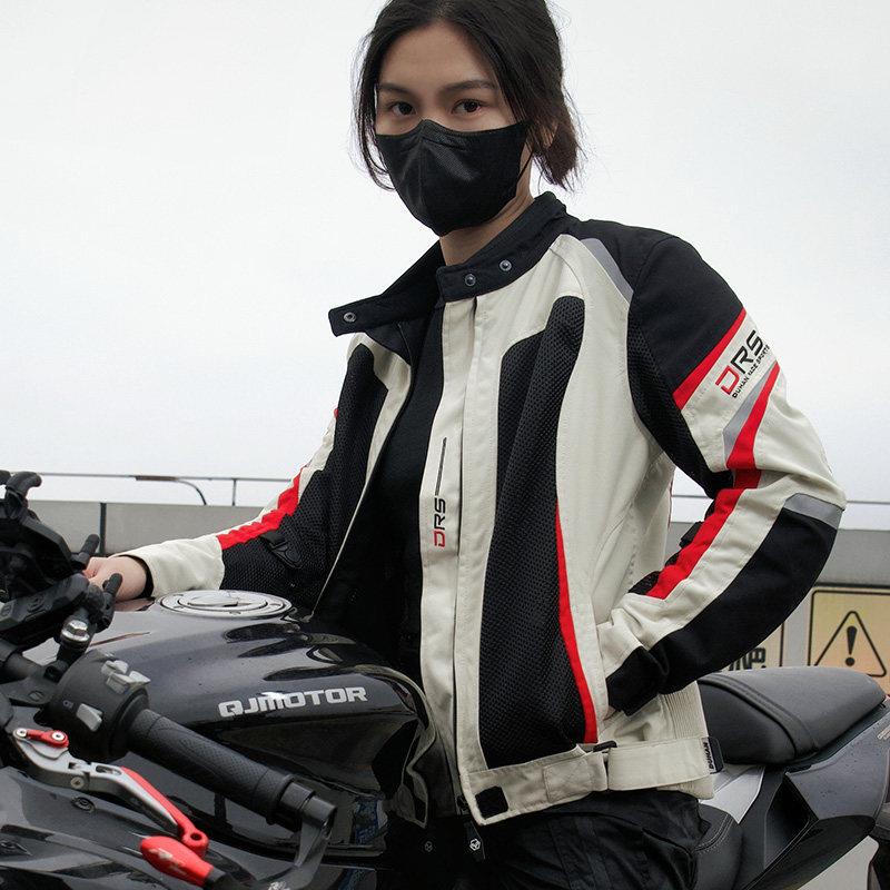 杜汉夏季机车骑行服男女防摔透气网眼机车骑士服情侣修身夹克