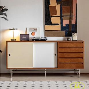 覆古实木餐边柜北欧一体靠墙收纳柜咖啡机柜小户型茶水柜收纳边柜