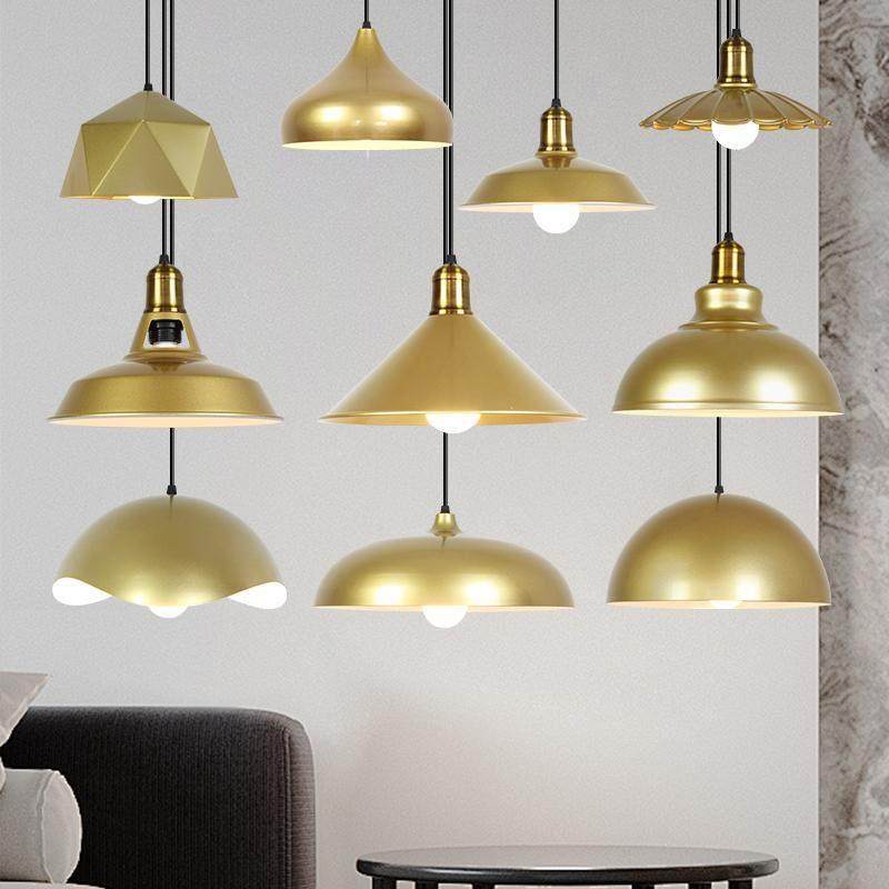 金色工业风吊灯餐饮店铺商用餐桌吧台卡座圆形单头创意简约灯罩,家装灯饰光源,商用吊灯,淘宝优惠券,粉丝福利购,淘宝优惠卷