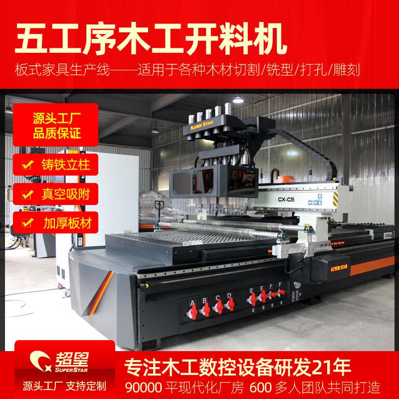 木工雕刻机全自动数控开料机四工序侧孔机板式家具加工机械