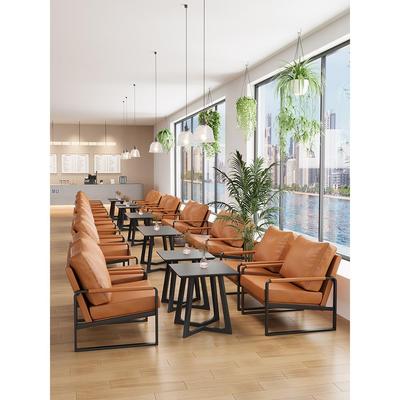 网红咖啡店沙发桌椅组合奶茶店书吧清吧餐厅沙发洽谈休闲皮椅商用