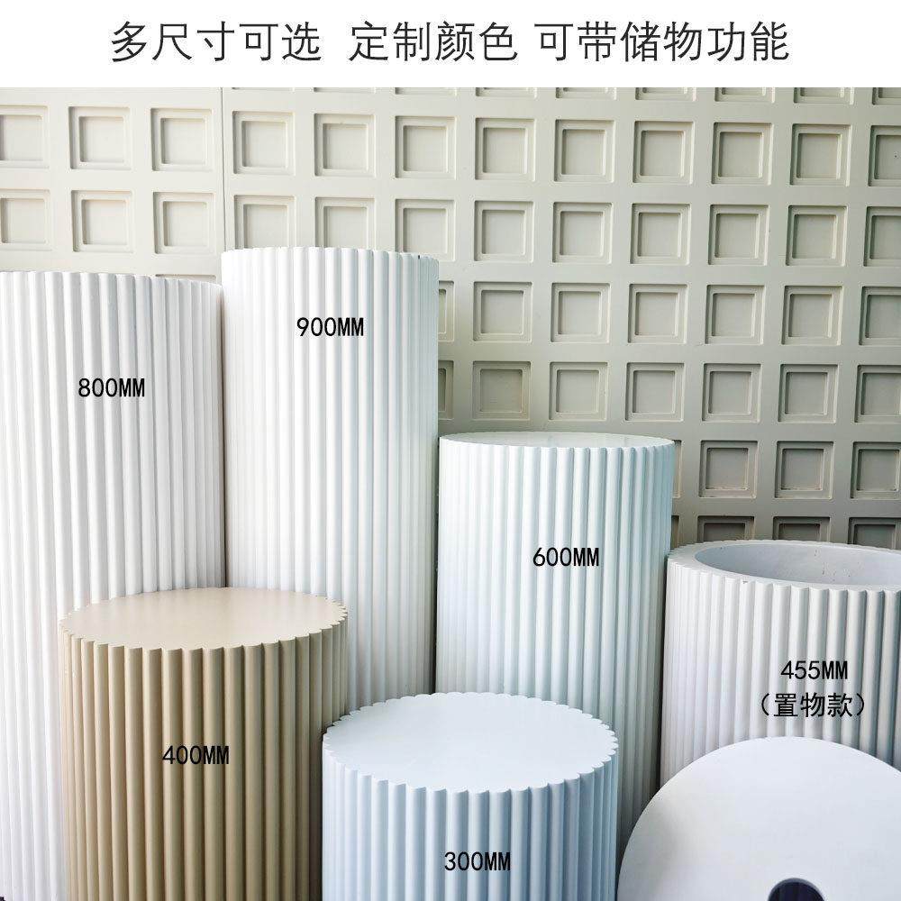 木艺路引立柱波浪纹圆柱罗马柱婚庆展台竖条纹烤漆展示台橱窗布置