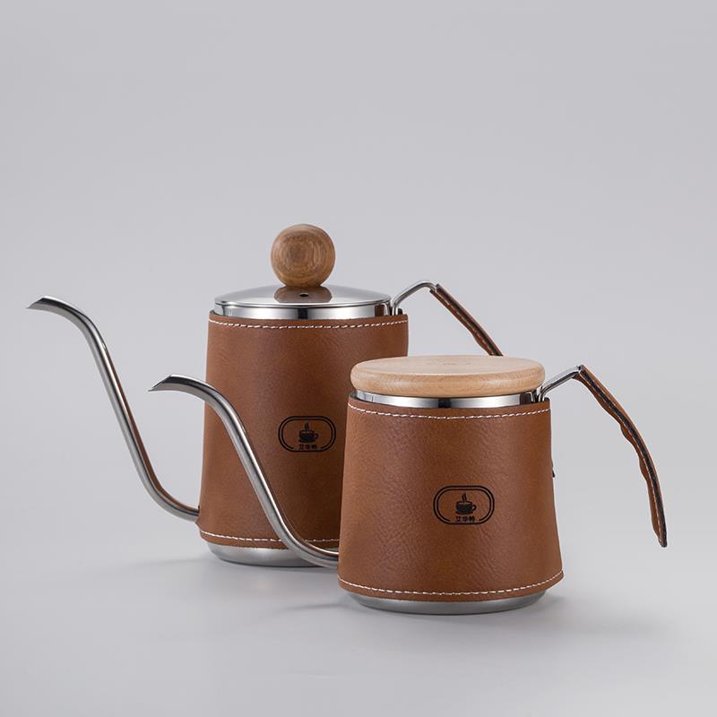 皮套挂耳咖啡手冲壶长嘴细口壶带刻度咖啡壶304不锈钢咖啡手冲壶