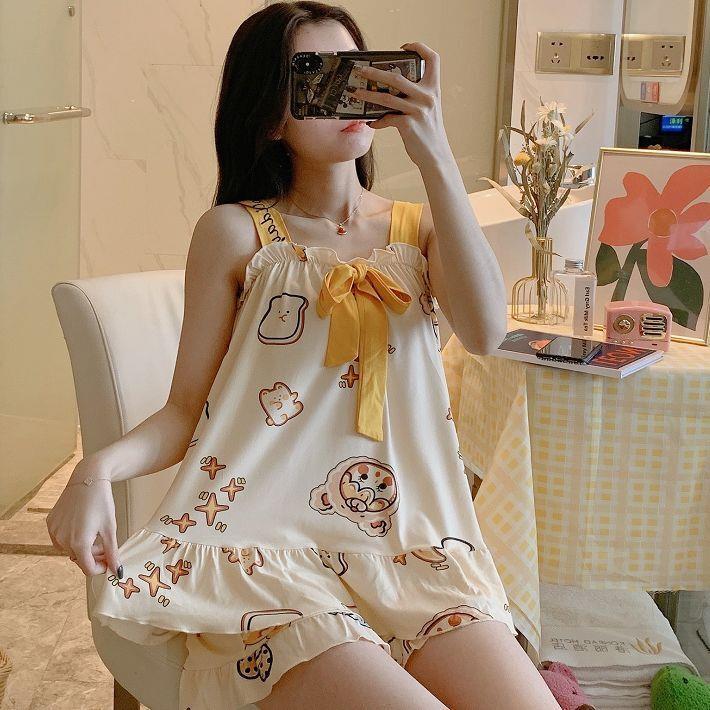 2024睡衣女夏季韩版吊带少女套装学生薄款公主风可外穿家居服睡衣