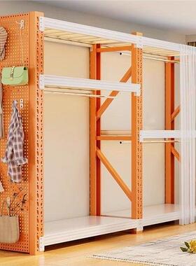 钢衣架蝶孔架组合衣柜家用开放式简易衣架落地式铁质储物架