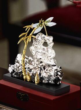 节节高升礼物竹子摆件办公室桌面装饰轻奢高档步步高升玉石平安扣