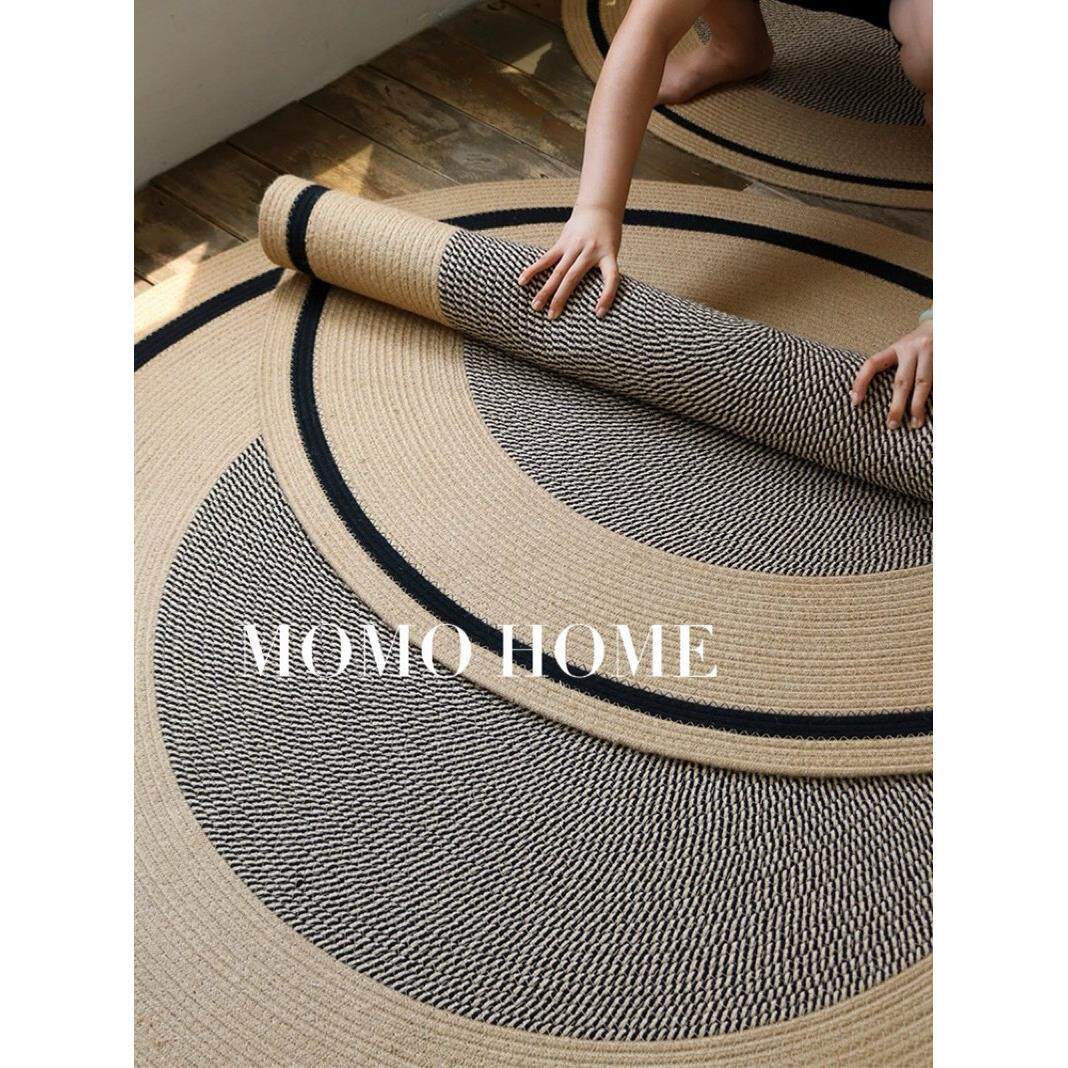 Momo·手工编织棉线地毯,客厅咖啡桌,圆形地垫,卧室床上毛毯·