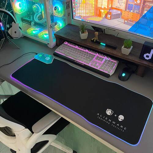 ALIENWARE外星人无线充电发光滑鼠垫超大RGB织物电竞游戏护腕桌垫