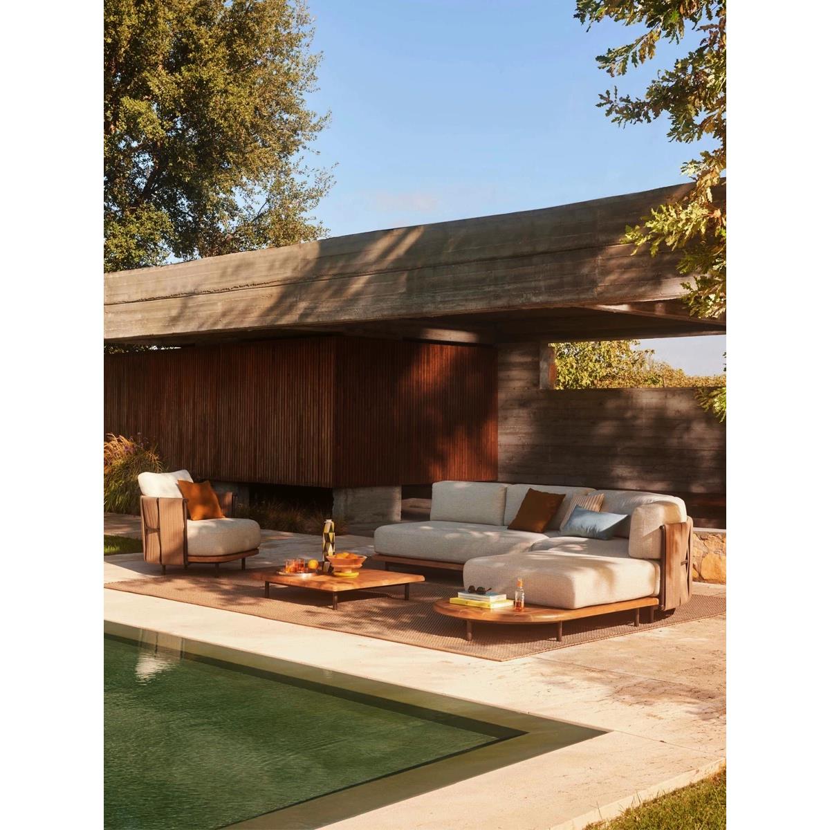 北欧户外休闲沙发庭院露台别墅花园柚木设计师防水晒藤编家具组合