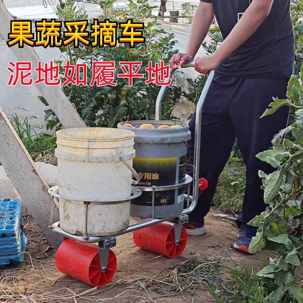 蔬菜瓜果采摘车加厚小推车工具番茄便捷式菜地平板车子农用家用