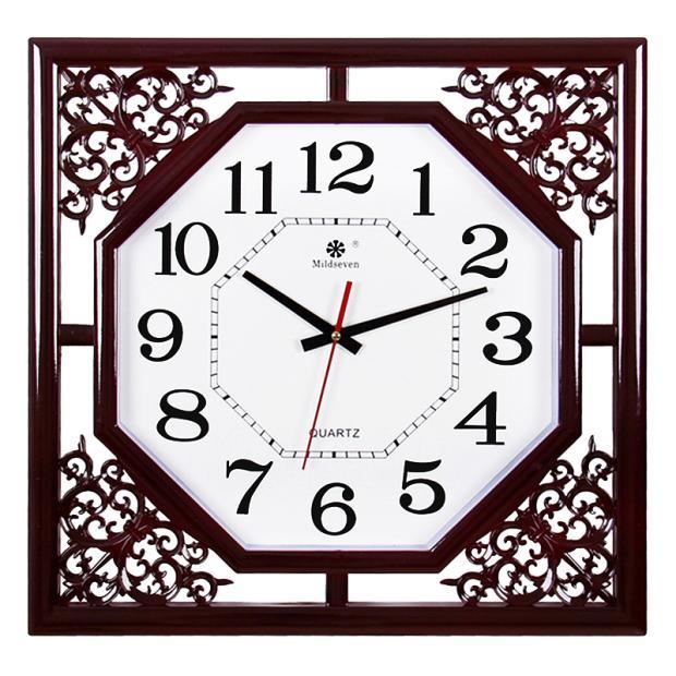 挂钟客厅大气方形复古怀旧中式家庭新古典石英钟表日历时钟挂表
