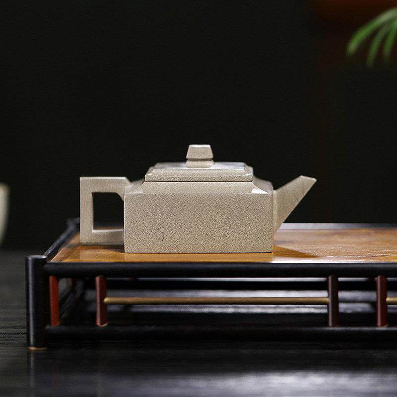 宜兴紫砂壶原矿青灰段泥手工方山逸士家用方壶茶壶功夫茶具 170ml