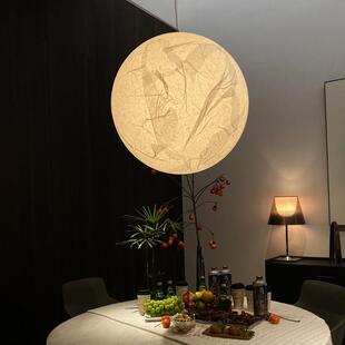 网红月球灯吊灯覆式别墅楼梯间设计师客厅卧室饭厅店铺圆球月亮灯