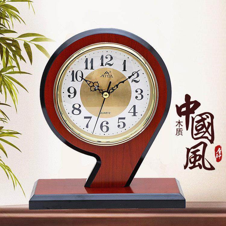 艾迪 实木 座钟 卧室台钟创意石英钟木制客厅复古现代简约时钟表