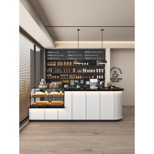 甜品店收银台桌吧台咖啡店吧台前台接待台实木柜台大理石定制简约