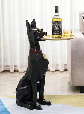 网红杜宾犬摆件客厅托盘大型落地客厅电视柜旁轻奢装饰品乔迁新居