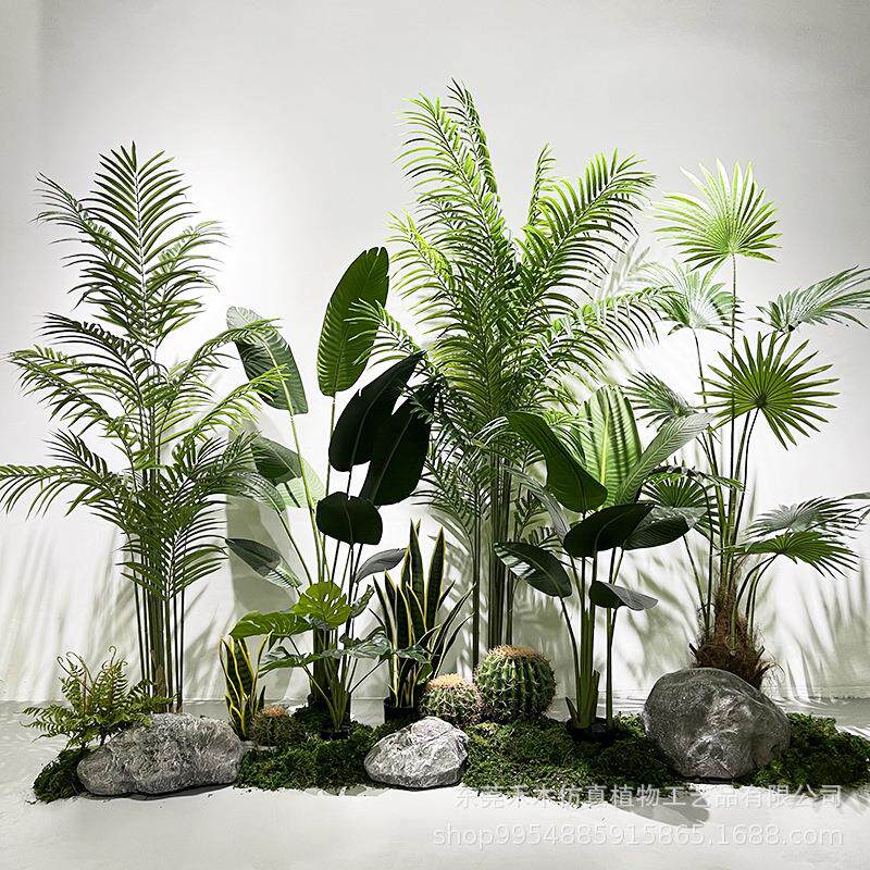 室内仿真绿植造景组合商场橱窗假植物楼梯转角下植物装饰景观套餐