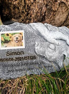 天使猫狗摆件树脂宠物墓碑纪念石花园动物雕像装饰品手工创意摆件