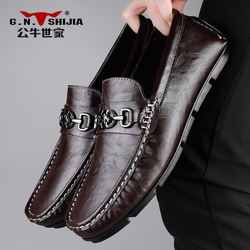 公牛世家2025新款春季真皮乐福鞋