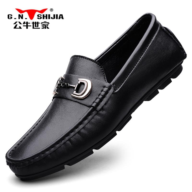 公牛世家皮鞋夏季新款乐福鞋