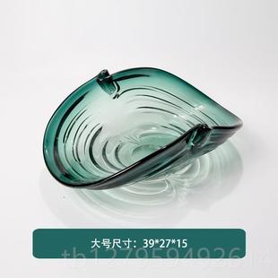 几波纹琉璃璃果盘家用客厅茶件高摆端精致高颜值玻水果盘轻奢 正品