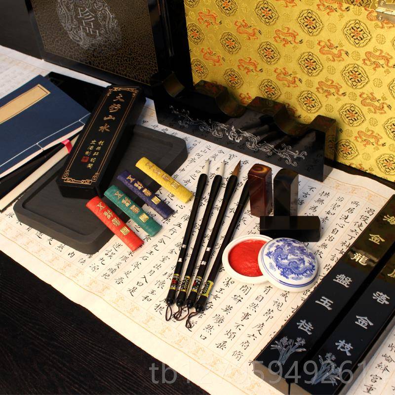 正品文房四宝精品套装高档精品砚毛笔笔纸墨砚文房四宝毛笔专套装