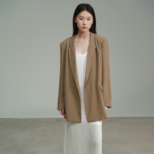 通勤职业装 UMAWHITE原创设计轻熟优雅风雪纺西装 女外套春夏中长款