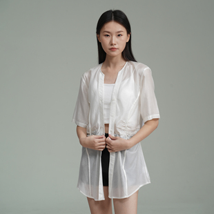 UMAWHITE原创设计休闲风衬衣开衫 收腰防晒外套轻熟优雅风 女长款