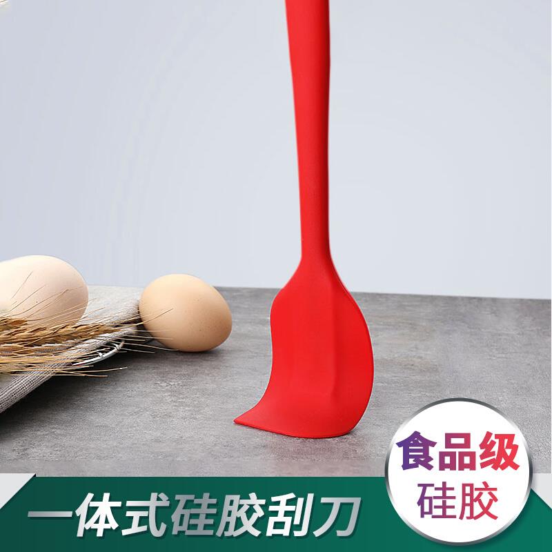 无缝硅胶大号一体式长柄刮刀 耐高温蛋糕 搅拌 烘焙工具 颜色随机