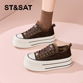 百搭休闲保暖二棉鞋 星期六加绒板鞋 厚底小白鞋 时尚 女2025冬季 新款