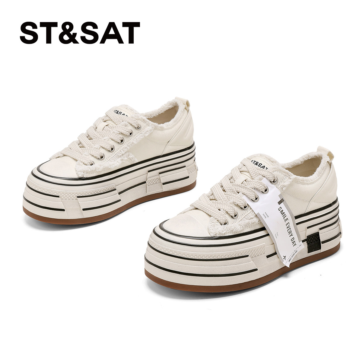 星期六厚底增高帆布板鞋女鞋2026春季新款系带百搭休闲鞋圆头日常,女鞋,休闲板鞋,淘宝优惠券,粉丝福利购,淘宝优惠卷