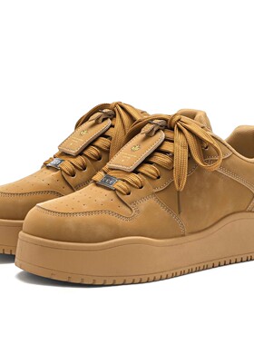 厚底黄色休闲板鞋春秋季新款增高男女鞋子小众情侣大头复古面包鞋