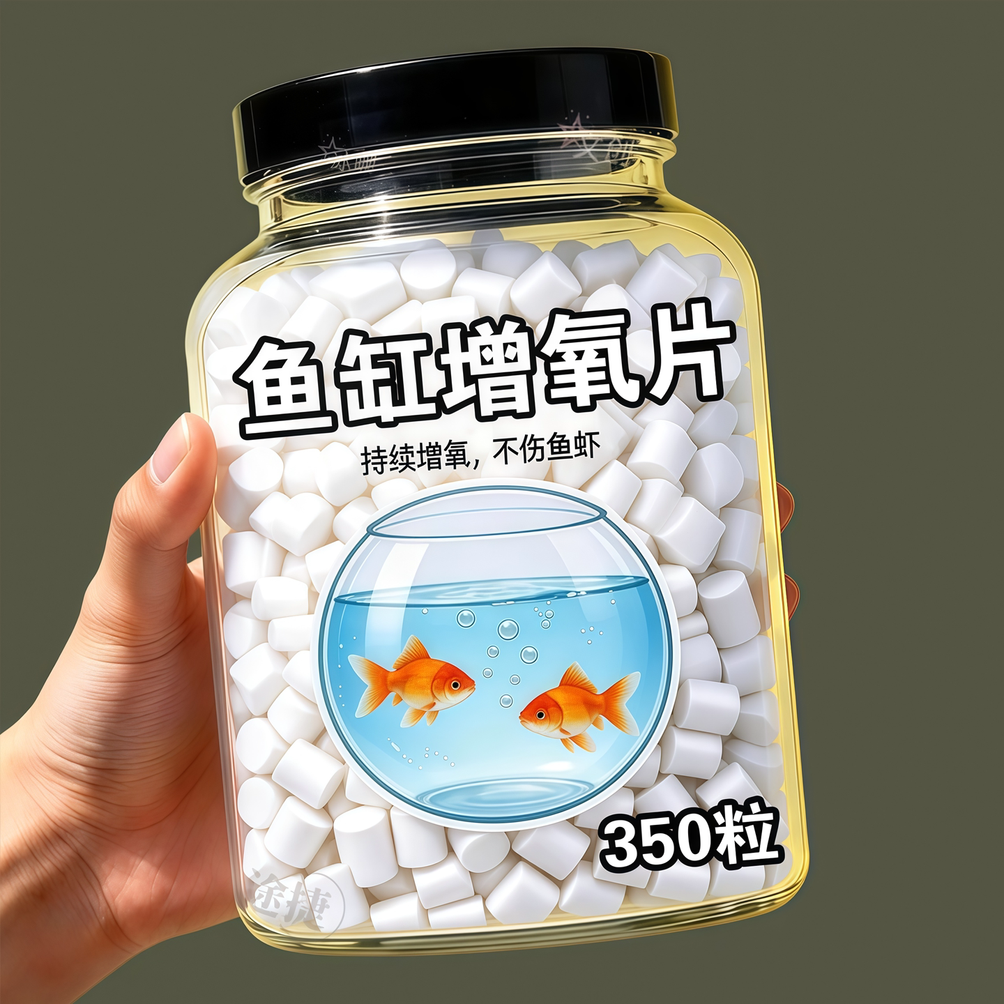 鱼缸无电制氧氧气片增氧颗粒养鱼鱼用无动力加充氧气泡石打氧神器