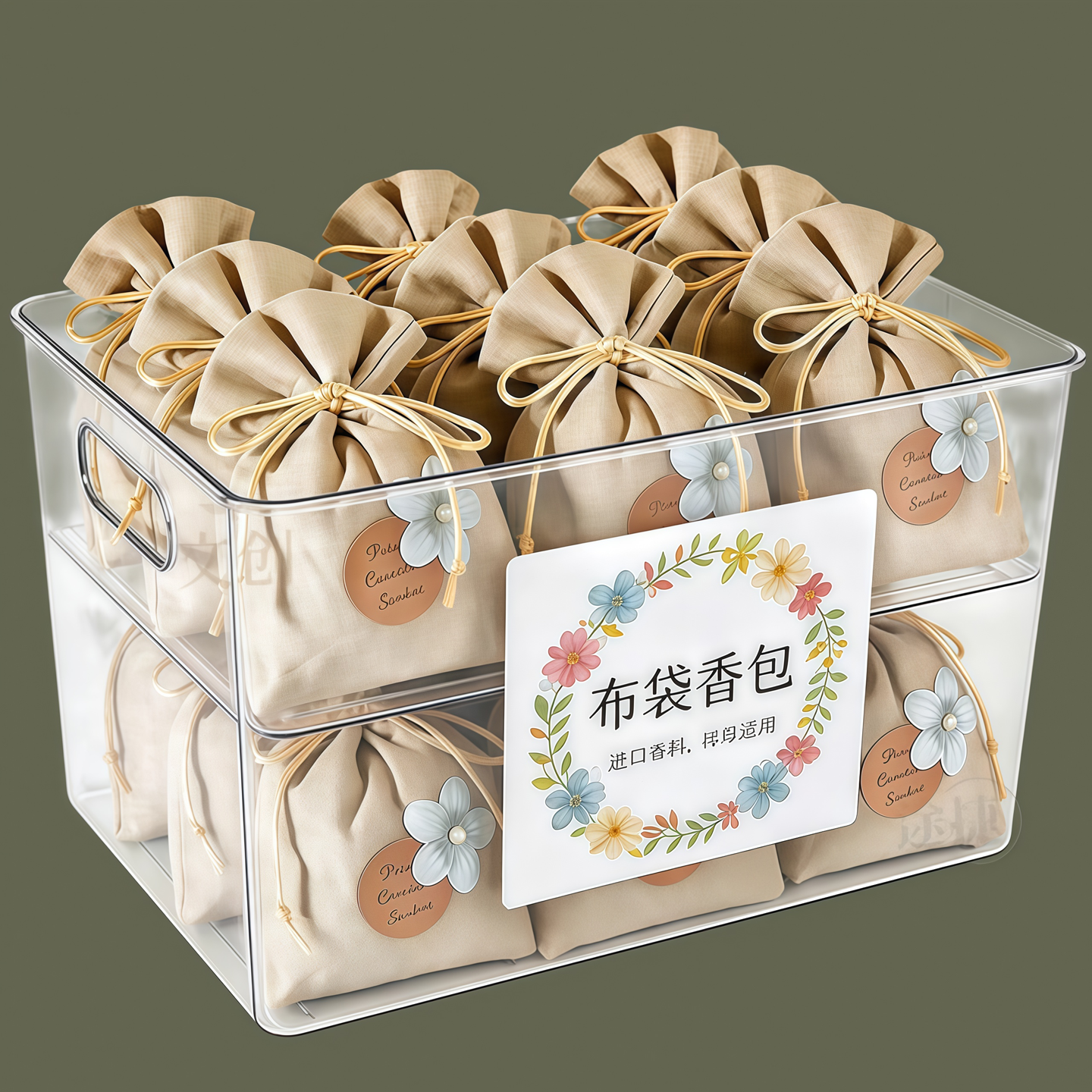 花香木质高档车载香袋香囊摆件